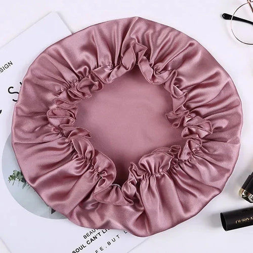 Bonnet de nuit cheveux courts en soie de mûrier