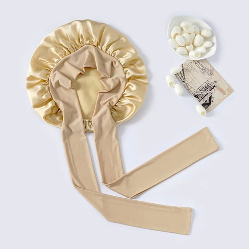 Bonnet de nuit cheveux longs en soie de mûrier