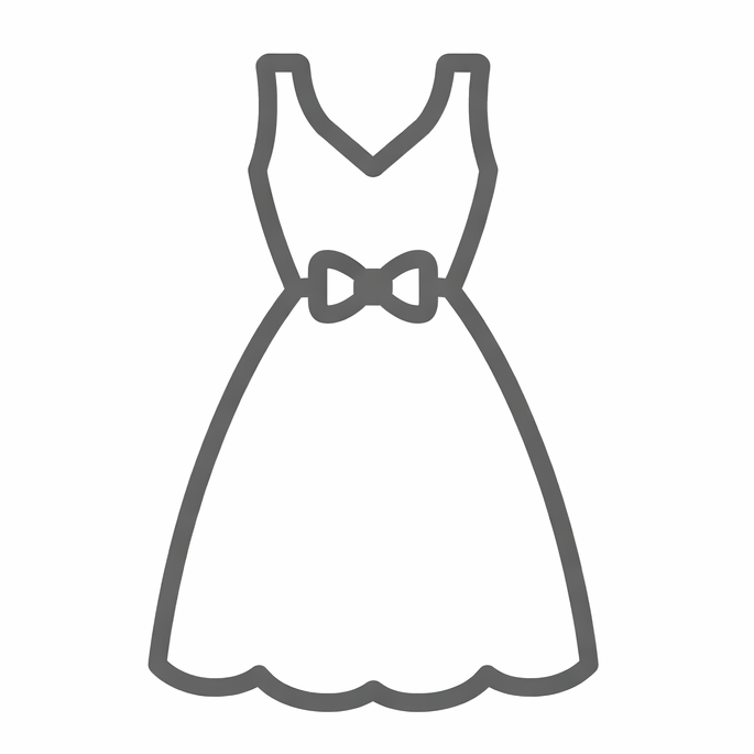 Icône de robe élégante représentant la collection de vêtements et prêt-à-porter en soie.